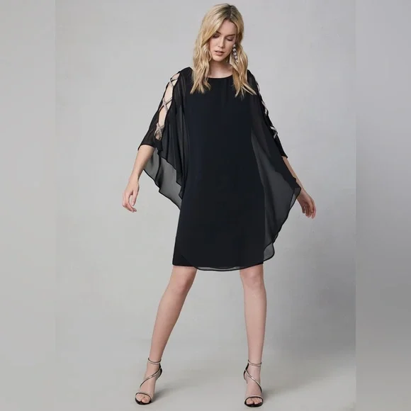 Xscape | Dresses | Nwt Xscape Chiffon Rhinestone Black Dress | Poshmark